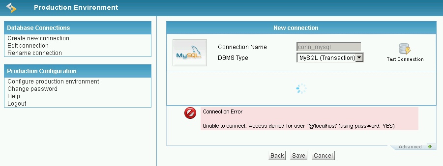 scriptcase production environment password