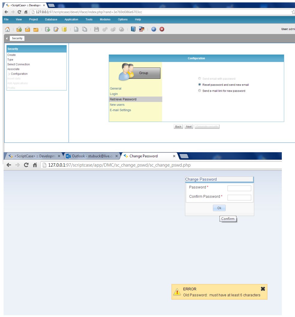 scriptcase default database password